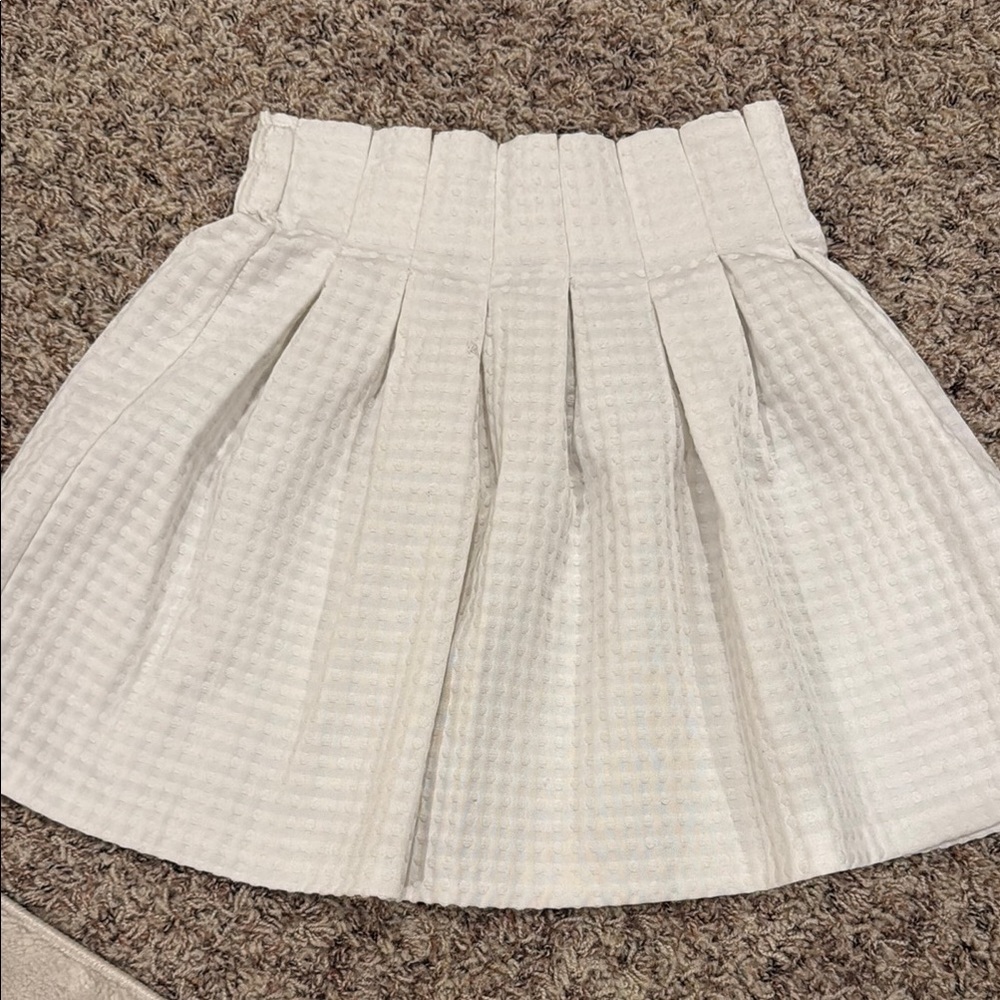 White Pleated Mini Skirt - Elastic Waistband